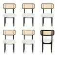 thumbnail image 6 of Joyyskill Upholstered Rattan Dining Chairs Set of 6, Mid Century Modern Kitchen Chairs with Curved Back and Solid Wood Legs Armless Accent Chair, Black/White Linen, 6 of 6