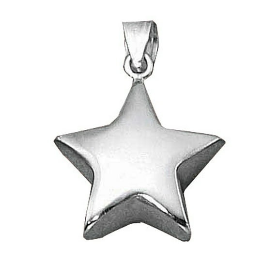 Sterling Silver 16" .8mm Box Chain 3D Flat Star Pendant Necklace