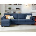 thumbnail image 2 of CHIC HOUSE 100" Modular Sectional Cloud Couch with Ottoman & Chaise, Oversized L-Shaped Corduroy Sofa Sleeper Couch with Storage for Living Room, Apartment, 4 Seats, Navy Blue, 2 of 9