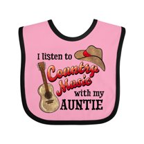 Inktastic I Listen to Country Music with My Auntie Guitar and Hat Boys or Girls Baby Bib