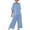 *Light Blue, variant on VBVC Women's 2 Piece Linen Set,Ladies Batwing Sleeve Loose Top,High Waist Drawstring Wide Leg Pants For Women,Light Blue,S-2XL