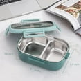 thumbnail image 4 of Hltpoi 28oz Stainless Steel Leakproof 2-Compartment Bento Lunch Box/Portion Control Food Container with Lunch Bag and Cutlery Set  BPA Free (Pink), 4 of 7