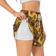 thumbnail image 3 of Lsque Yellow Black Plaid Sunflower Printed Women's Running Shorts with Liner Pockets,Elastic Quick Dry Workout Athletic Gym Yoga Shorts,Womens High Waist Shorts-Large, 3 of 9