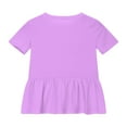 thumbnail image 5 of Lenpel Girls' T Shirts Casual Short Sleeve Crew Neck Solid Color Peplum Babydoll Tee Tops Trendy Tunic Blouses 3-12 Y, 5 of 6