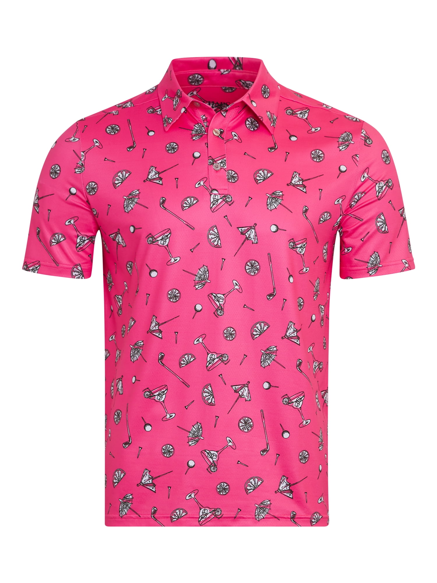Chaps Golf Men's and Big Men's Classic Fit Short Sleeve Printed Mesh Polo Shirt