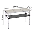 thumbnail image 6 of Folding Camping Table, 3 Adjustable Heights, Aluminum Tabletop, Mesh Shelf, 110lb Capacity for Camping/Picnics/Beach/Patio, 6 of 12
