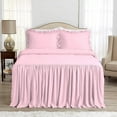 thumbnail image 2 of 4 Piece Long Ruffle Sheet Set, 20" Inch Long Ruffle On Corner Of The Flat Sheet, 15 Inch Deep Pocket, 100% Egyptian Cotton, 800 TC, Queen Size, Solid Light Pink, 2 of 9