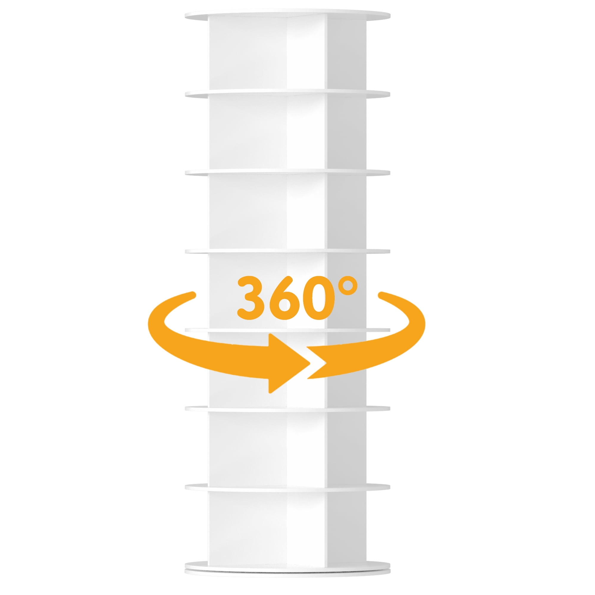 SpaceAid Rotating Shoe Rack Tower 7 Tier, Display Lazy Susan, White, 23.2"D x 23.2"W x 63"H