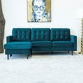 thumbnail image 7 of Kayle Mid-Century Modern L-Shaped Pillow Back Velvet Reversible Sofa  in Teal, 7 of 7