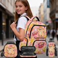 thumbnail image 2 of Yspwyqan Pink Fruit Capybara Backpack Set With Lunch Box Pencil Case Girl, 4Pcs 17 Inch Large Capacity Front Pocket Bookbag for Middle High School, 2 of 7