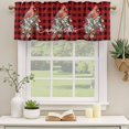 thumbnail image 2 of Christmas Curtain Valances for Windows, Kitchen Valance Window Treatments Panel 2 Pack, Cardinal Pine Cone Branches Black Red Plaid Rod Pocket Short Curtains for Bathroom Bedroom 42 x 12 Inch, 2 of 8