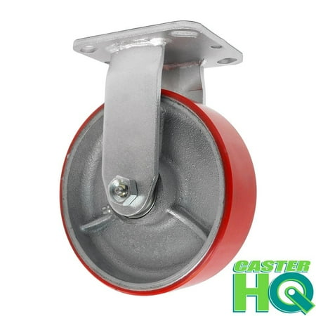 Cabinet Caster - CasterHQ 6 Inch Rigid Fixed Caster - 6 X 2 Polyurethane on Iron Wheel - 1200 Lb Weight Capacity - Great For Tool Box Replacements or Heavy Equipment - Easy Push