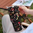 thumbnail image 2 of 40 oz Mushroom Tumbler with Handle and Straw Lid 40oz Mushroom Themed Gifts for Mushroom Lover Double Stainless Steel Insulated Cup Mushroom Travel Coffee Mug, 2 of 6