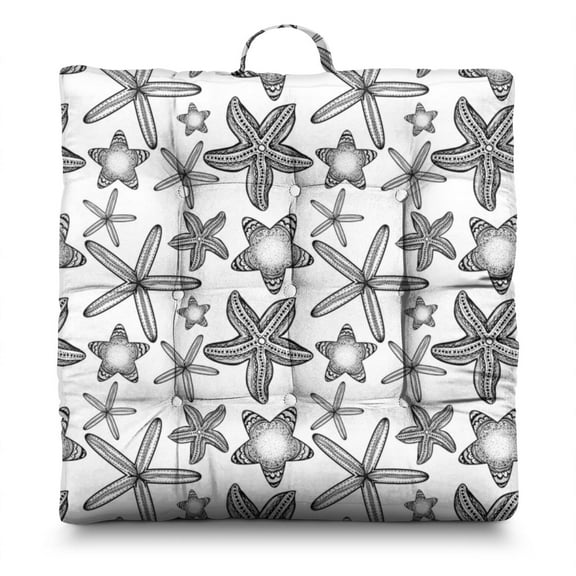 Summer Sand Beach 24" Floor Cushion Supportive Square Meditation Pillow with Nautical Nine-Point Stitching