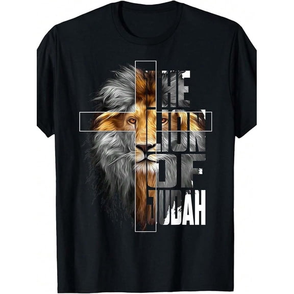 100% Cotton Christian Religious Jesus The Lion Of Judah Easter Yeshua T-Shirt