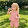 thumbnail image 5 of KPOPLK Toddler Girl Clothes 2 Piece Summer Teen Girls Sleeveless Top Dress and Leggings Shorts Set Kids Summer Outfits(18-24 Months,Pink), 5 of 8