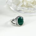 thumbnail image 3 of Vintage Inspired Round Green Malachite Nature Sterling Silver Ring-7, 3 of 6