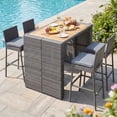 thumbnail image 4 of Costway 5-Piece Patio PE Wicker Bar Set with Backrest and Footrest for Garden, Poolside Gray, 4 of 10