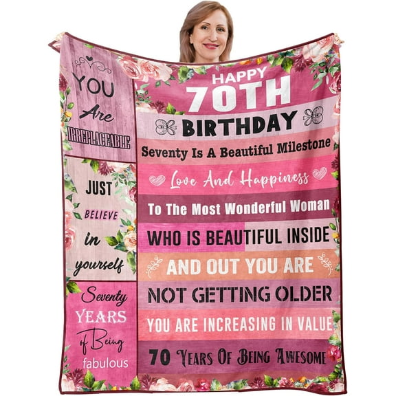 LHSHID 70th Birthday Blanket 70th Birthday Gifts for Women 70th Birthday Decorations 70th Birthday Gifts for Her Happy 70 Year Old Birthday Gift 70th Birthday Ideas for Mom 30"x40"