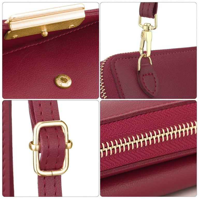 Women's Wallet Large Capacity Mobile Phone Bag, Card Slot Adjustable  Shoulder Strap Purse Smartphone Metal Leather Shoulder Handbag Ladies Bag