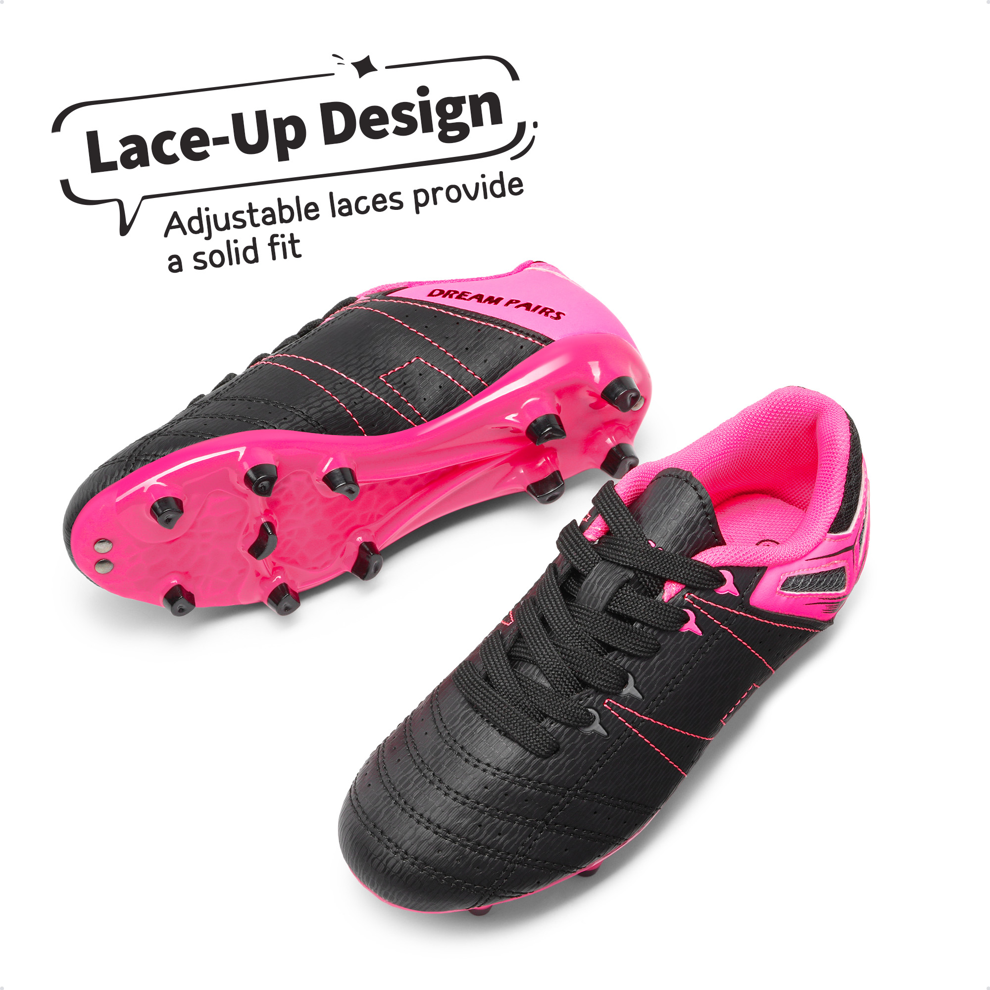 Burudani Kids' Soccer Cleats Black Fuchsia Size 12 photo 4
