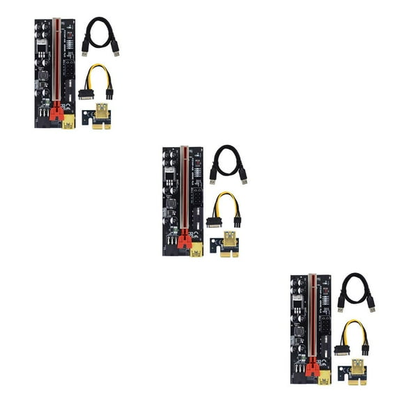 Guardoinrt Riser Board w/ LED Flowing Light PCI-E 1X to16X Extender Card Computer Accessory Red Slot+Black Wire 3Set