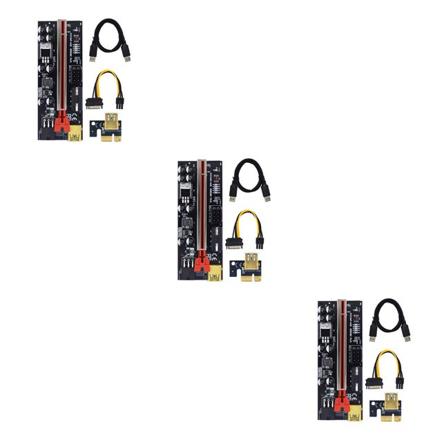 Guardoinrt Riser Board w/ LED Flowing Light PCI-E 1X to16X Extender Card Computer Accessory Red Slot+Black Wire 3Set