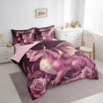 thumbnail image 2 of Homewish Kawaii Dragon 7 Pieces Full Size Bedding Sets,Lavender Rose Floral Full Size Bed in a Bag,Pink,Pink Reversible, 2 of 8