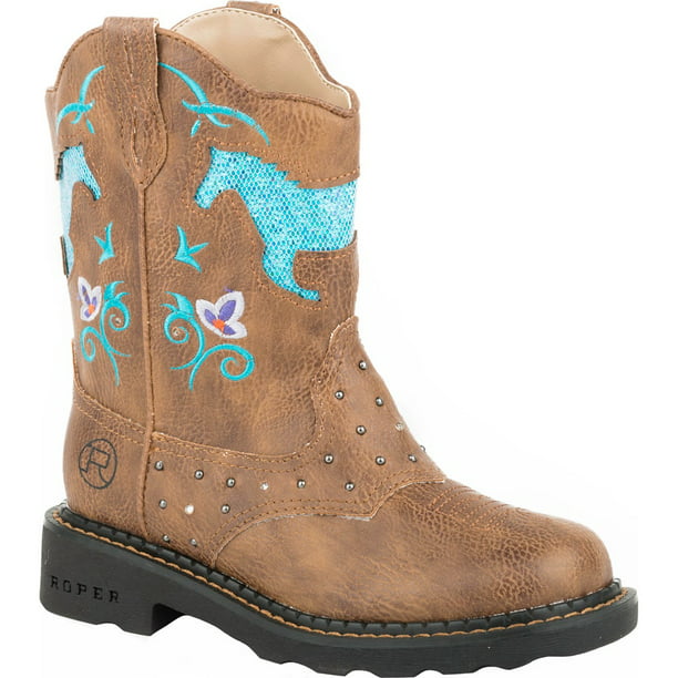 Roper - Roper Kids Girls Glitter Horse Round Toe Western Cowboy Boots ...
