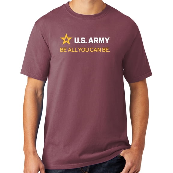 Mens US Army Strip White Tee Shirt, Medium Wineberry Purple
