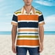 thumbnail image 2 of Balery Colorful Pastel Stripes Camisas hawaianas de manga corta para hombre, camisas playeras de corte holgado, camisas de vacaciones con botones,Large, 2 of 7