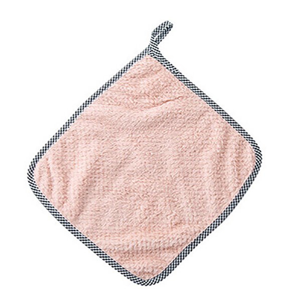 melotizhi Nonstick Oil Coral Velvet Hanging Hand Towels Kitchen Dishclout, Khaki