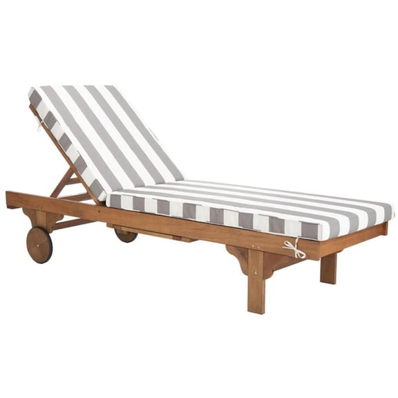 Pemberly Row Contemporary Mobile Patio Chaise Lounge in Gray and White
