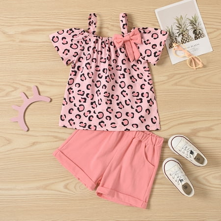 

RPVATI Newborn Infant Toddler Baby Kids Children Child Clothes Bow Sleeveless Cold Shoulder Cami Top Shorts 2 Pieces Summer Outfits