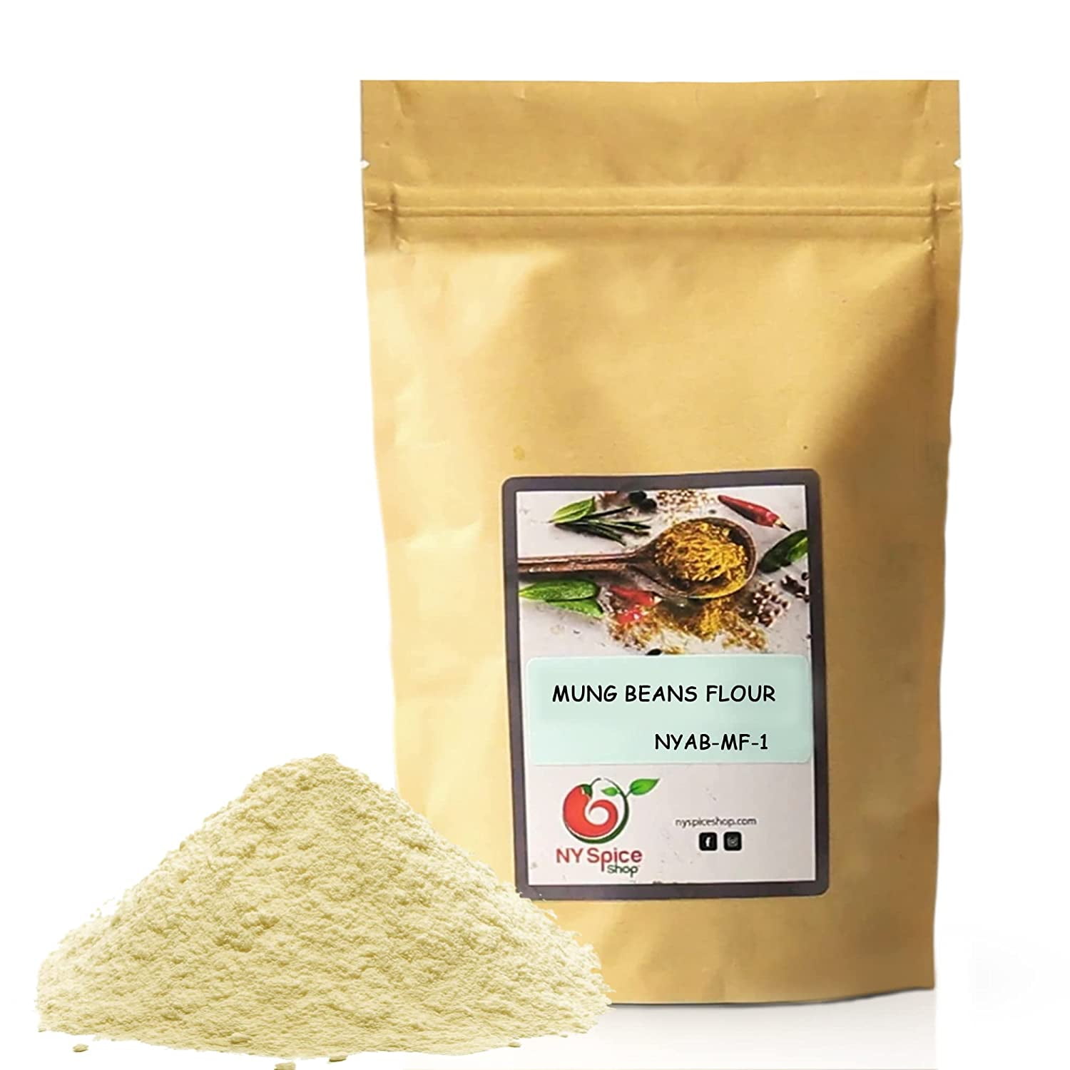Moong Bean Flour 1 Pound (16 Ounce) Green Moong Bean Gram Flour Meal Replacement High In