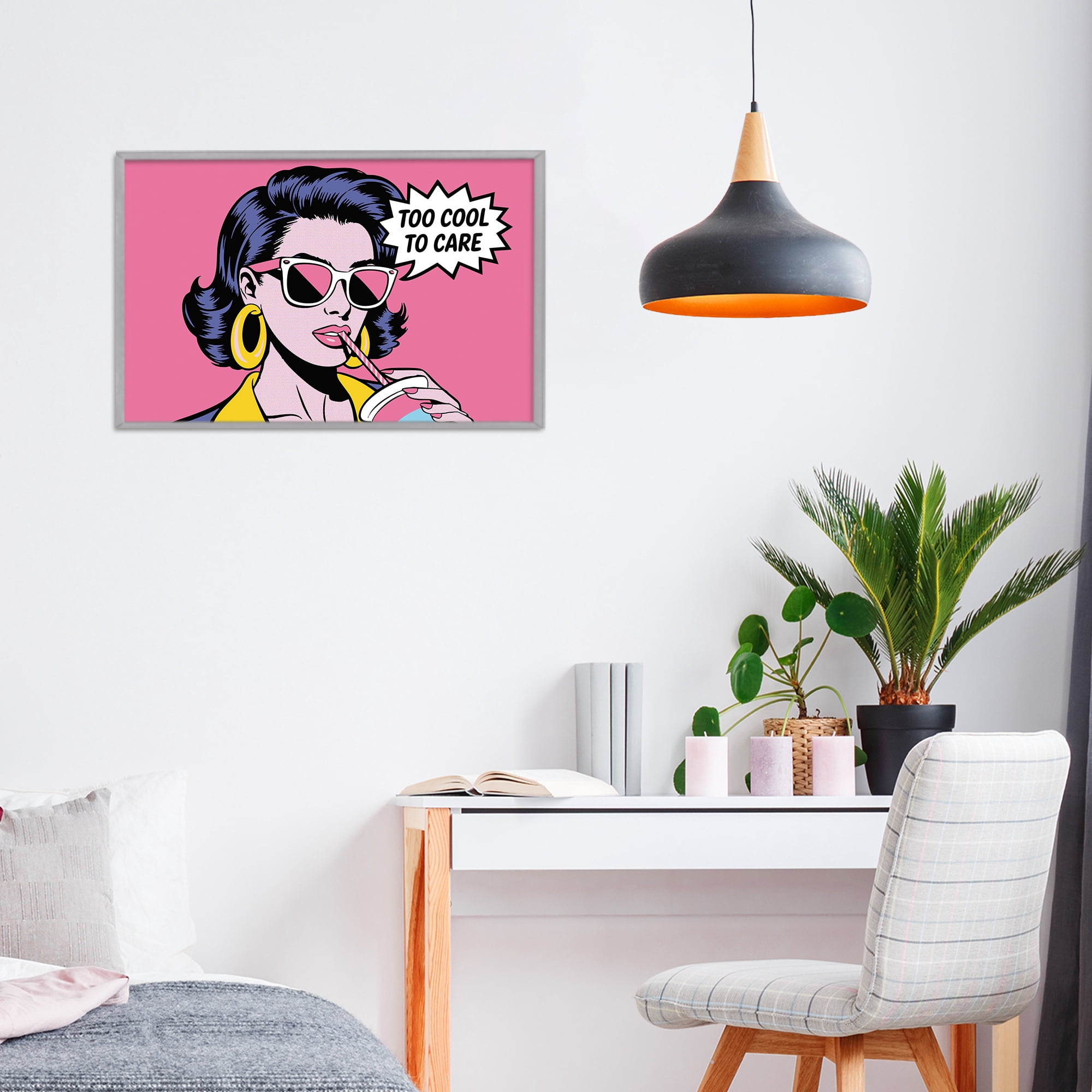 Stupell Industries Too Cool To Care Iconic Gray Framed Giclee Art, design by Andreas Magnusson
