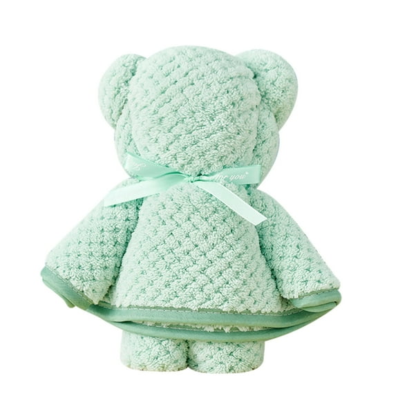 HCBY Baby Bear Towel Gift Set, Soft Coral Fleece Burp Cloth & Blanket with Cute Animal Face, High Absorbency Quick-Dry Unisex Newborn Baby Shower Birthday Christmas Gift (D,29.5"x13.8")