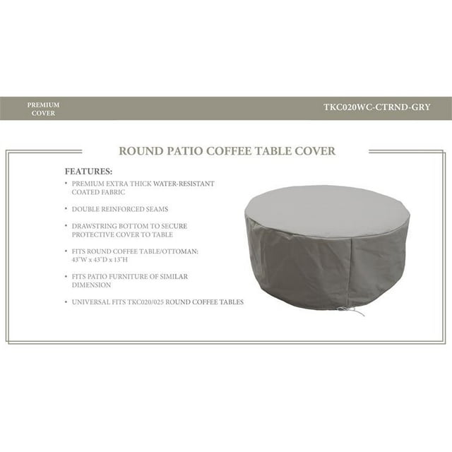 Housse de Protection pour Table Basse Ronde en Gris