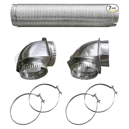 Builder's Best BDB110050 Semi-Rigid Dryer Vent Kit with Close Elbow, Silver