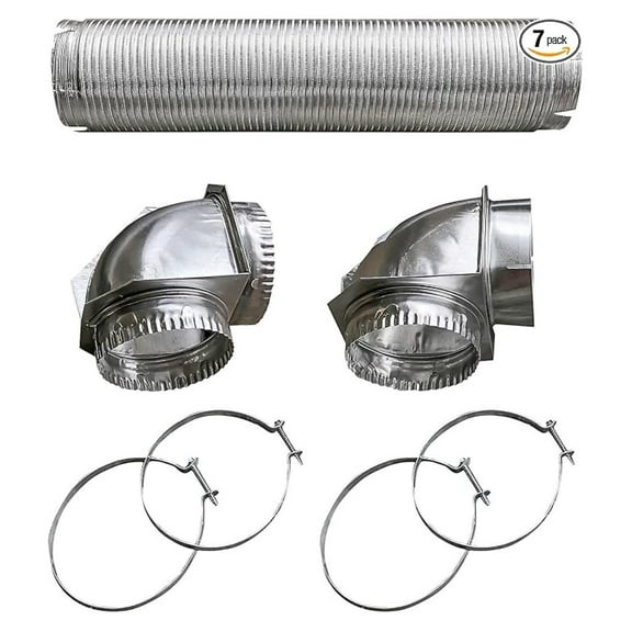 Builder's Best BDB110050 Semi-Rigid Dryer Vent Kit with Close Elbow, Silver