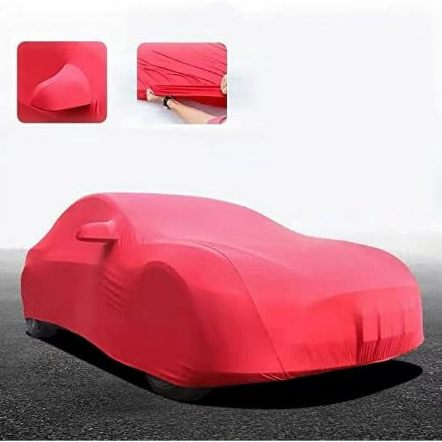 LAICAIW Indoor Car Cover Custom Fit Stretch Soft Fabric Compatible with Cadillac XTS 2013-2020 (Red)
