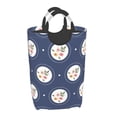thumbnail image 6 of DouZhe 50L Rectangular Laundry Basket, Blue Floral Background Prints Waterproof Foldable Laundry Hamper with Aluminum Handles, 6 of 6