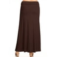 thumbnail image 3 of Moa Collection Women's Plus Size Elastic Band Foldable High Waist Relaxed Solid Long Maxi Skirt, 3 of 4