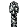 thumbnail image 5 of Womens Pajamas Halloween Ghost Print Long Sleeve Pants Set Cozy Women's Sleepwear,Black,L, 5 of 6
