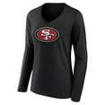 thumbnail image 2 of Women's Black San Francisco 49ers Primary Logo Long Sleeve V-Neck T-Shirt, 2 of 3