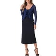 thumbnail image 2 of INSPIRE CHIC Women's Ruffle Long Sleeves Casual Self Tie Bolero Mesh Shrugs XL Dark Blue, 2 of 6