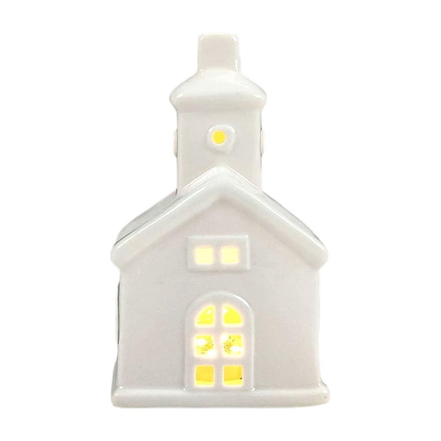 Pekkaxy Light-Up Ceramic Christmas Village Houses, LED Winter Holiday Tabletop Decorations