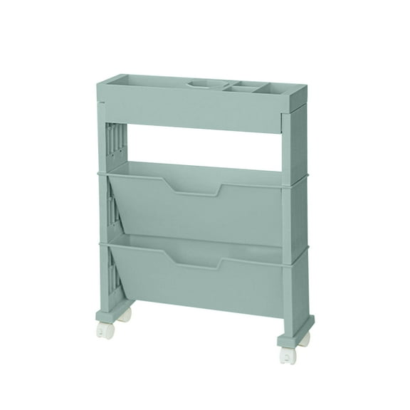 Gnmfd 3-Layer Rolling Utility Cart Mobile Bookshelf with Lockable Casters, Multifunctional Storage Organizer for Office Classroom Kitchen Living Room, Space Saving Book Display and Storage Tower
