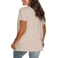 thumbnail image 5 of Delayuji Plus Size V Neck T Shirts Women Short Sleeve Tops Casual Summer Tshirts Loose Fit Tee Beige L Polyester,Spandex Short Sleeve Shirts for Women, 5 of 5