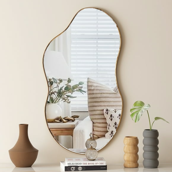 Irregular Mirror for Wall, Novelty Cloud Shaped Wall Mirror Asymmetrical Wall Mirror for Living Room Bathroom Entryway 22"x36"